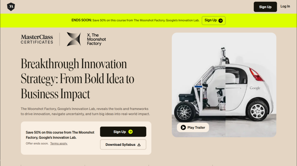 Masterclass certificate – Breakthrough Innovation Strategy